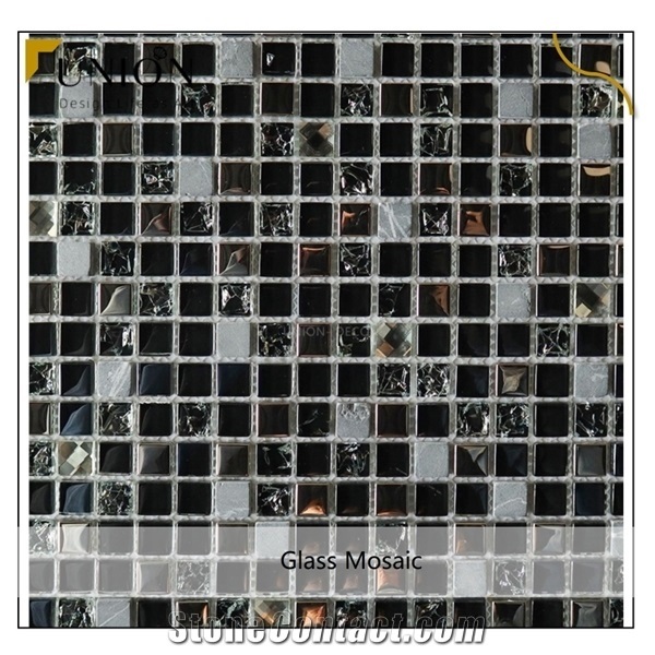 Black Mixed Bule Stone&Glass Mosaic for Hotel Decoration