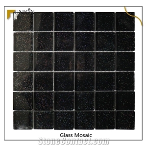 Black Shinning Pure Glass Mosaic Polished Mosaic Tiles