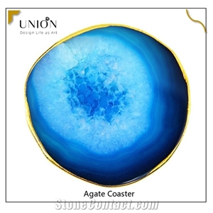 Blue Light Translucent Decorated Agate Slices Tea Trays Sets