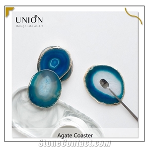 Blue Light Translucent Decorated Agate Slices Tea Trays Sets