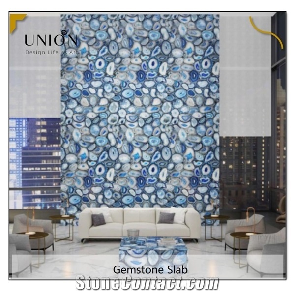 Blue Sky Agate Stone Slabs Tiles for Wall and Table Decors