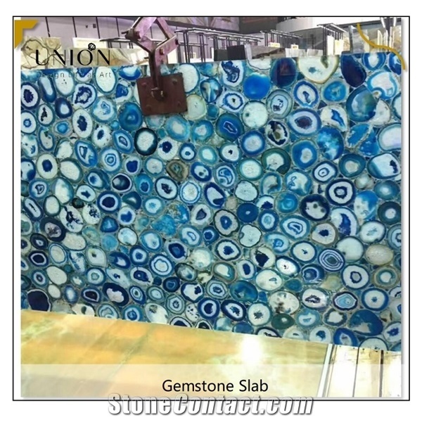 Blue Stone Semi Precious Stone,Agate Crystallized Stone Slab