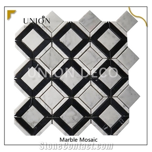 Carrara White Marble Mosaic Pattern Tiles Polished Surface
