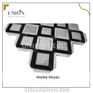 Carrara White Marble Mosaic Pattern Tiles Polished Surface