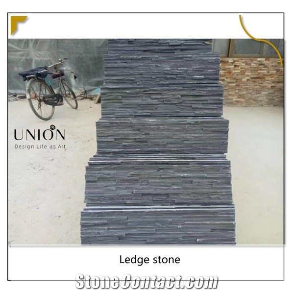 China Black Slate Stone Cladding Mini Panel Fireplace Wall
