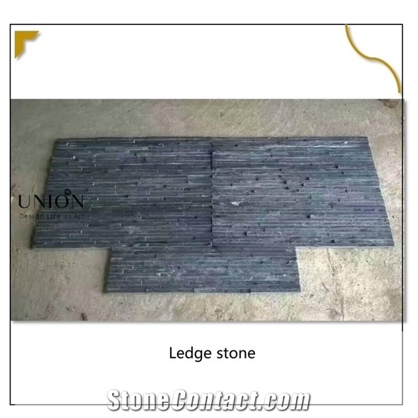 China Black Slate Stone Cladding Mini Panel Fireplace Wall