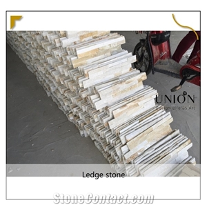Chinese Oyster Desert Gold Quartzite Stacked Stone Wall Panel