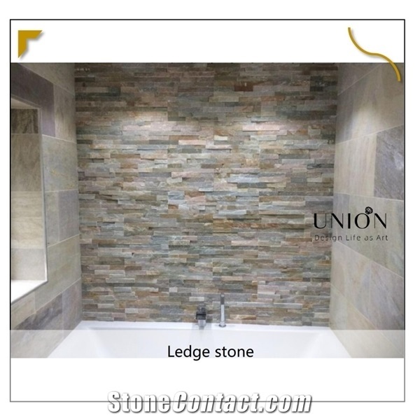 Chinese Oyster Desert Gold Quartzite Stacked Stone Wall Panel
