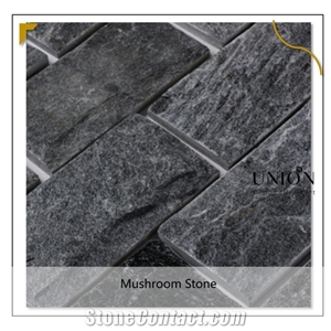 Crystal Black Quartzite Stone Mushroom Tiles,Wall Cladding
