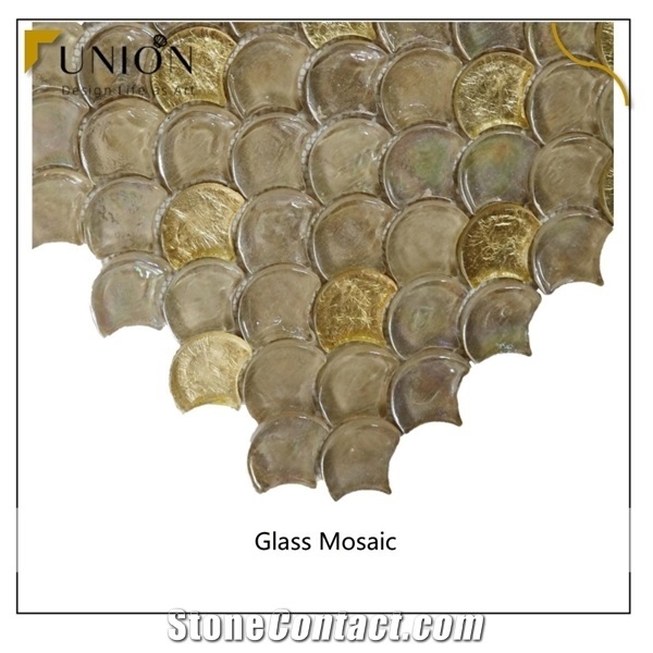 Golden Color Sector Pure Shinning Glass Mosaic for Wall Deco