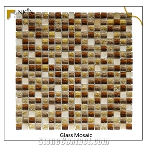 Golden Mix Brown Glass Mosaic Tiles with First Class Quality