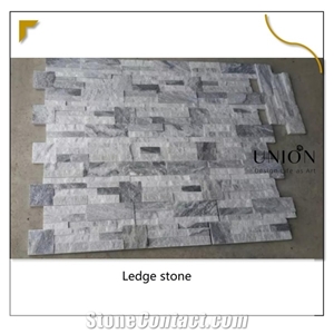 Grey Marble White Ledge Stone Backside with Mesh Thin Veneer