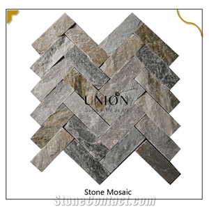Hebei Beige Slate P14 First Class Natural Stone Mosaic Tiles