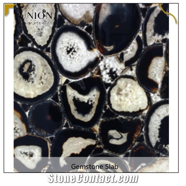 High-End Decorative for Hotel Black Agate Table Top Slabs
