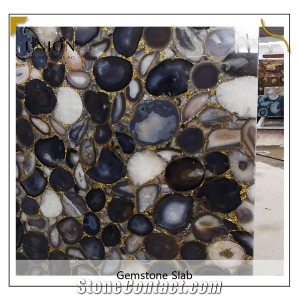 High-End Decorative for Hotel Black Agate Table Top Slabs