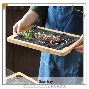 Jiujiang Black Bamboo Steak Slate Rectangular Flat Plate