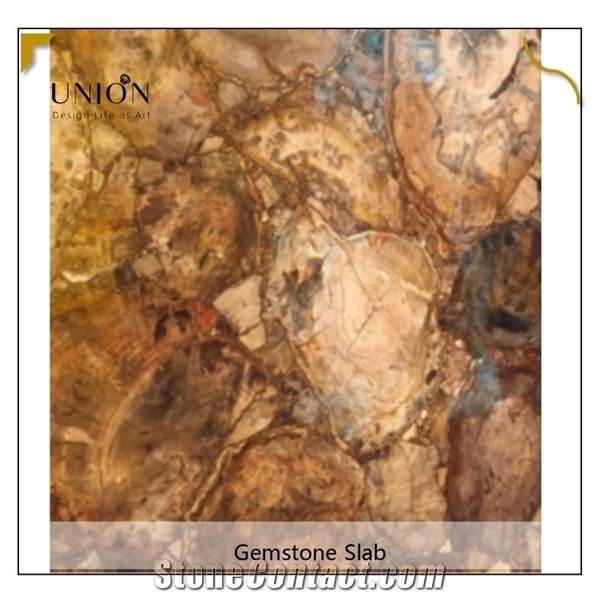 Lilac Semiprecious Stone Clabs Panel for Bar Countertop Deco