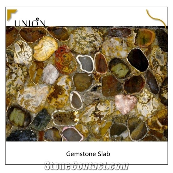 Lilac Semiprecious Stone Clabs Panel for Bar Countertop Deco