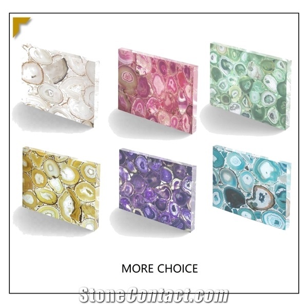 Natural Agate Crystal Stone Semi Precious Countertop Slabs