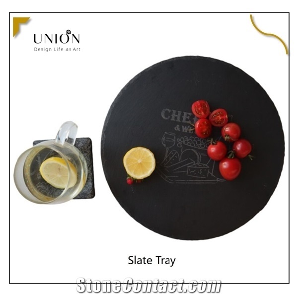Natural Black Slate Coaster,Black Slate Trays for Kicthen