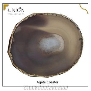 Natural Crystal Table Decor Pink Agate Stone Slices Coasters