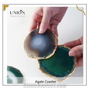 Natural Crystal Table Decor Pink Agate Stone Slices Coasters
