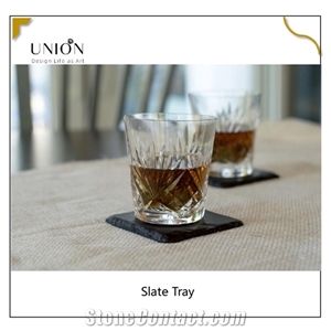 Natural Edge Square Shaped 10*10cmslate Coaster,Cup Coasters