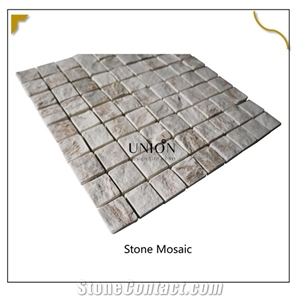 Natural Quartize Stone Sliver Snow White Color Mosaic Tiles