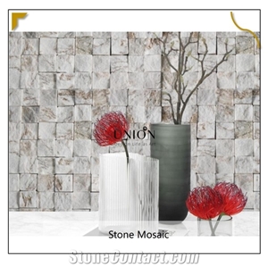 Natural Quartize Stone Sliver Snow White Color Mosaic Tiles