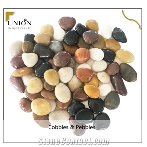 Yellow Mix Natural Tumbled Pebble Meshed Tiles, River Stone Yellow Mix Natural Tumbled Pebble Meshed Tiles, River Stone