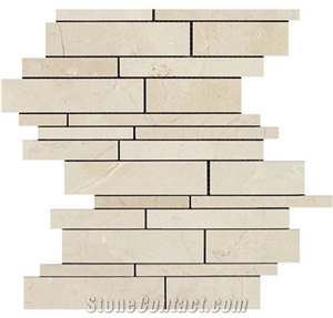 Crema Marfil Marble Random Strips Mosaic Tile