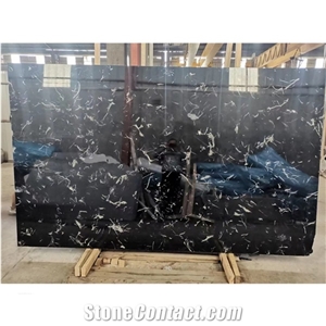 High Quality Dark Black Ice Flower Marble Slab