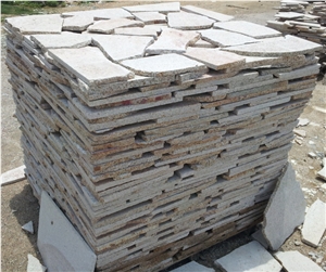 G682 Cube Stone , Yellow Pavers, Irregular Pavement