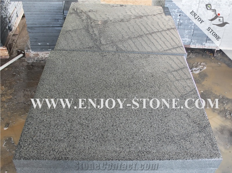 Hainan Black Basalt Tiles, with Catpaws,Bush Hammered