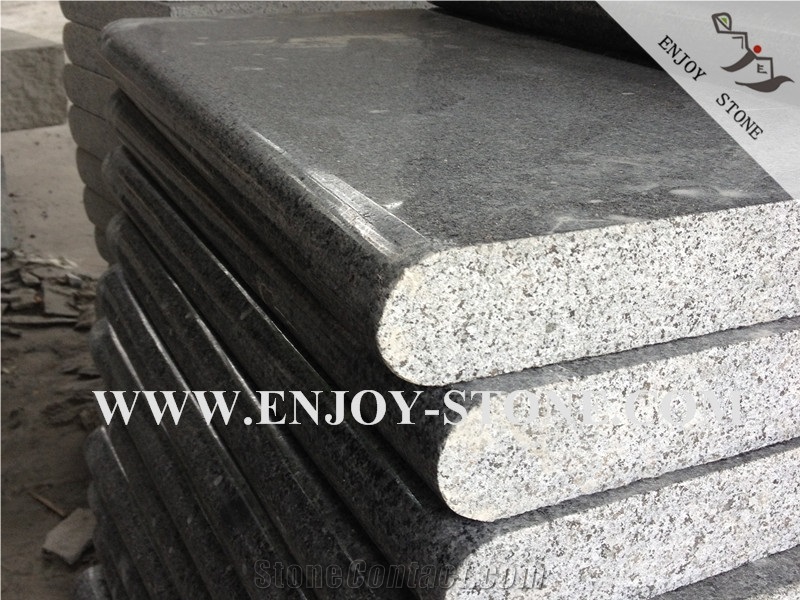 Polished G654,Sesame Black /Grey Bullnose Coping Tiles