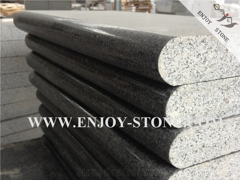 Polished G654,Sesame Black /Grey Bullnose Coping Tiles