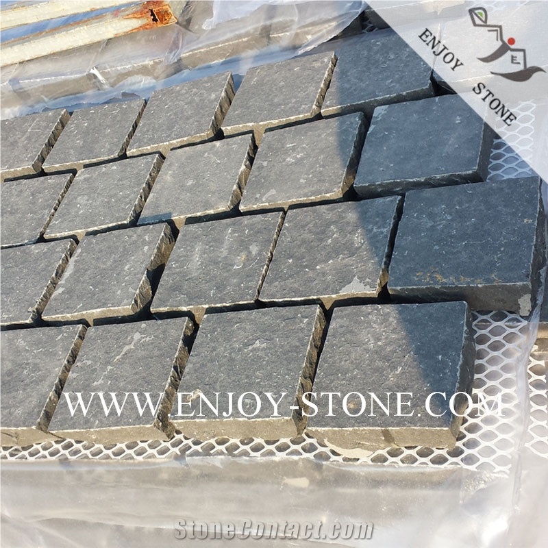 Top Flamed / Exfoliated with Four Sides Split Black Basalt