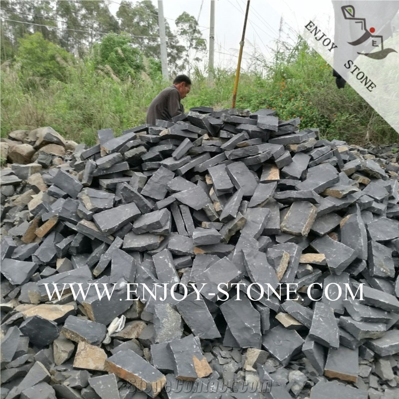 Zhangpu Black Crazy Paver, Top Natural Split & Random Edge