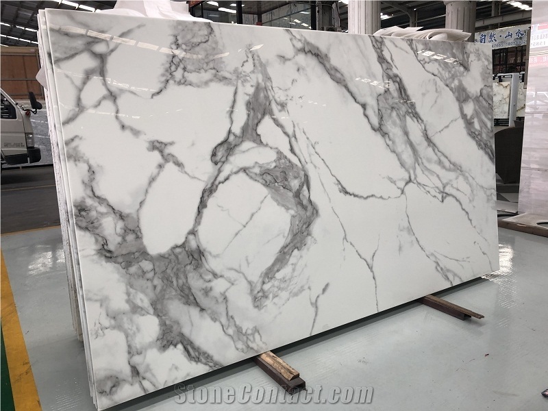 China Calacatta White Nano Crystallized Glass Slabs Tile