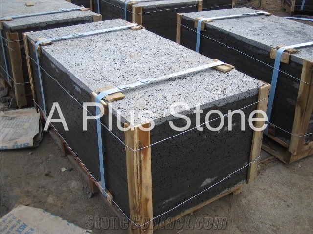Black Basalt with Holes Landscaping Stones, Cobble, Pavers