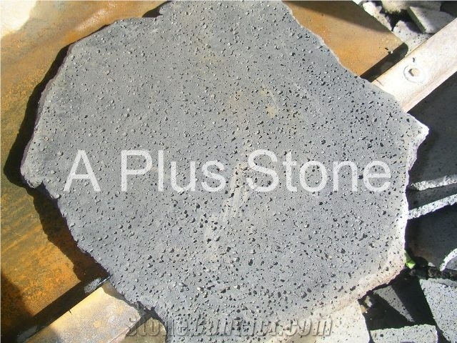 Black Basalt with Holes Landscaping Stones, Cobble, Pavers