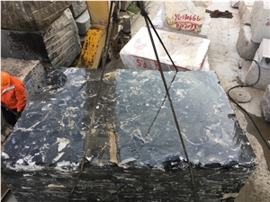 High Quality Dark Black Ice Flower Marble Slab
