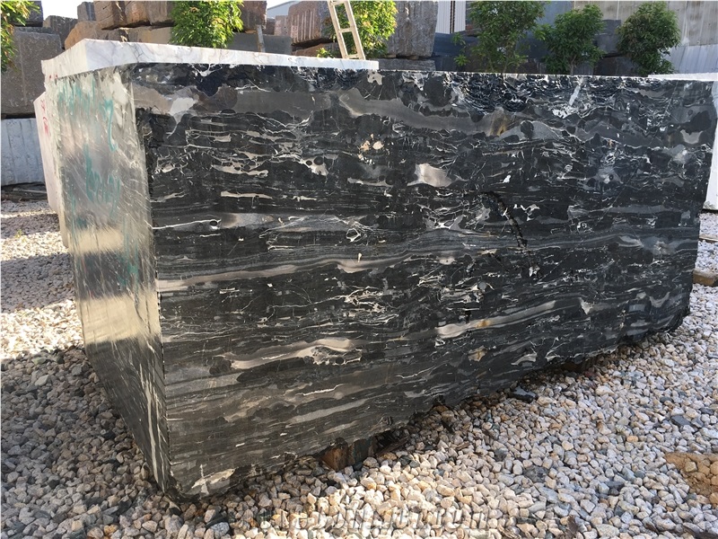High Quality Dark Black Ice Flower Marble Slab