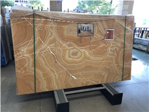 Polished Orange Onyx Big Size Bookmatch Slabs