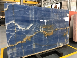 Professional Blue Onyx Bookmatch Walling Slabs