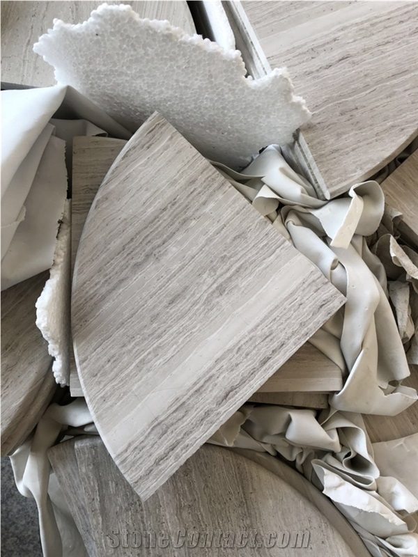 White Wood Veins Marble Corner Shelf