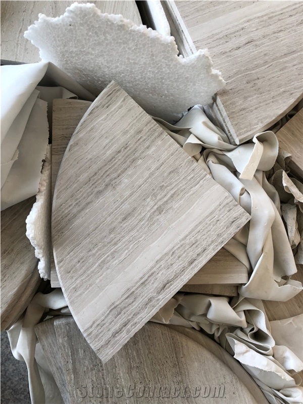 White Wood Veins Marble Corner Shelf