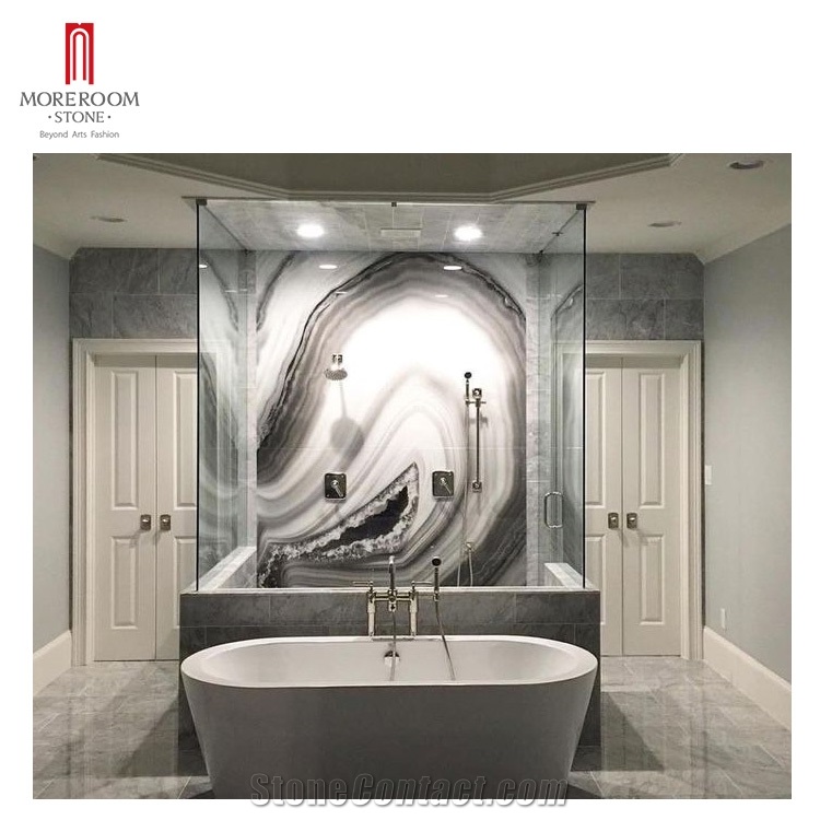 Luxury Bathroom Wall Print Art Glass Mineral Design Stone