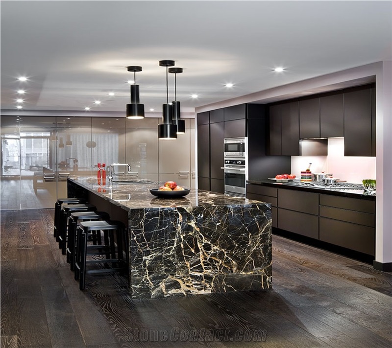 China Nero St Laurent Bown/Black Polished Marble