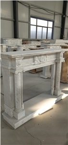 High Quality White Color Carrara Marble Fireplace